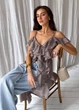 Блузка з воланами довга ART KNIT кавова, M 040745 - зображення 6