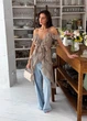 Блузка с воланами длинная ART KNIT бежевая, M 040739 - изображение 1