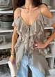 Блузка с воланами длинная ART KNIT бежевая, M 040739 - изображение 2