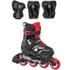 Ролики с комплектом защиты Rollerblade Microblade Combo 36,5-40,5 Чорний-Червоний - изображение 1