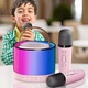 Портативна колонка з Bluetooth 2 караоке мікрофони RGB підсвічування K52/7597 рожевий - зображення 2