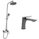 Комплект змішувачів для ванни та умивальника Qtap Vlasta QTVLA111GMB45651 Gunmetal Black PVD Графітовий - зображення 1