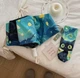 Автоматический зонтик с принтом котенком в стиле Звездной Ночи Ван Гога Kitty складной зонт полный автомат от дождя и солнца / ультрафиолета, 8 спиц, зеленый (109718122) - изображение 2