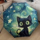 Автоматический зонтик с принтом котенком в стиле Звездной Ночи Ван Гога Kitty складной зонт полный автомат от дождя и солнца / ультрафиолета, 8 спиц, зеленый (109718122) - изображение 5