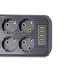 Сетевой фильтр удлинитель Yiwu F06U на 6 розеток 4 USB 1 Type-C и кнопкой отключения 5 м Черный - изображение 5