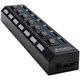 USB 3.0 хаб на 7 портов BauTech с блоком питания и кнопками отключения Чёрный (1015-815-00) - изображение 5