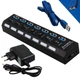 USB 3.0 хаб на 7 портов BauTech с блоком питания и кнопками отключения Чёрный (1015-815-00) - изображение 8