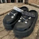 Женские кроксы Progress на платформе черные с джибитсами Progress 152-2-4 40р - изображение 3