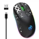 Бесшумная беспроводная игровая мышь HXSJ T90 Черная с RGB-подсветкой, 6400 DPI, 6 кнопок, Bluetooth + 2.4G - изображение 1