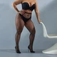 Женские колготки точки на сетке квадратики высокая посадка черные 88839 XS-XXXXL - изображение 6