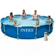 Бассейн каркасный Intex 28210-4 круглый на 6503 л из ПВХ и стали с картриджным насосом, тентом и подстилкой 366x76 см Синий (124-9-28210-4) - изображение 1
