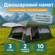 Намет-будинок 14 м2 10-місна двошарова Yar-sport 1611 для туризму 420×350×200 (зелена) - зображення 1