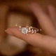 Кольцо в форме веточки лавровых листьев с инкрустированным цирконием 8 размер - изображение 3