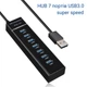 Super Speed USB3.0 HUB 7-портовий Розгалужувач Концетратор Для периферійних пристроїв LED-дисплей Black-Blue - зображення 2