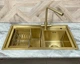 Gold Stainless Steel SP8045G - Подвійна кухонна мийка з нержавіючої сталі Platinum Handmade - зображення 4