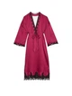 Халат Атласний Victoria's Secret Satin Satin & Rose Lace Open-Back Long Robe XS\S Бордовий (26811398D) - зображення 3