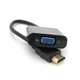 Конвертер HDMI (тато) на VGA(мама) 10cm, Black, 4K/2K, Пакет Q250 - зображення 2