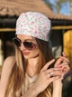 Тюрбан чалма повʼязка на голову після хіміотерапії One size біла з рожевим квітковим принтом - изображение 6