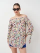 Блуза H&M 32 Білий 0635420_квіти_07 - зображення 1
