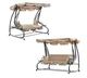 Садова гойдалка Garden Line KRE0759 бежева 210x120x170 см, розкладна з функцією лежака, з м’якими подушками і підставками для напоїв - зображення 12