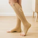 Гольфы для профилактики варикоза компрессионные эластичные Zip Sox, утягивающие гольфы для снятия усталости и отеков ног, с молнией, размер L/XL, 2 шт в комплекте Бежевые, ZSG-150-L/XL-Beige - изображение 1