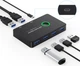 USB 3.0 свитч KVM 2 разъема/порта вход, 4 порта выход для мышки, клавиатуры, Scanner Printer Sharing Switch свитч Черный - зображення 2