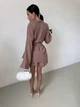 Женский костюм кимоно с шортами и поясом кофейный S-L с824.1636.02 - изображение 2