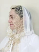 Женская накидка-палантин для храма Family Tradition шифон с кружевом 70 см белая Солнечная нежность - изображение 4