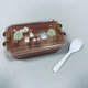 Ланч бокс пластиковый с двумя отделами 16.4х10,4х6 см с пластиковой ложкой Stenson R99255 коричневый - изображение 1