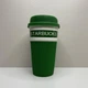 Стакан керамический с силиконовой крышкой 400 мл Starbucks 9703 зеленый с белым - изображение 1