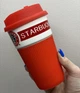 Склянка керамічний з силіконовою кришкою 400 мл Starbucks 9703 червоний з білим - зображення 4