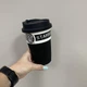 Склянка керамічний з силіконовою кришкою 360 мл Starbucks 9702 чорний з білим - зображення 2