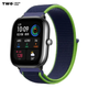 Ремешок для Xiaomi Amazfit GTS 4 / GTS 4 mini нейлоновый / 20 мм Тёмно синий с салатовым - изображение 1