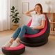Надувной диван с пуфом и насосом 116х98х83см, Air Sofa, Розовый / Надувное кресло велюровое для отдыха - зображення 1