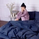 Простынь MirSon полуторная 150x220 см 30-0020 Smoky Blue Satin Stripe (2200005255520) - изображение 6