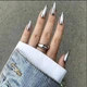 Накладні нігті Nail, срібний металік, форма стилет, довгі, 24 шт - зображення 1