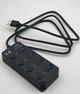 Хаб USB 3.0 длинный кабель USB 1.2 м на 4 порта концентратор Черный USB-хаб HUB с выключателями Черный - изображение 1
