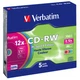 Диск CD Verbatim CD-RW 700Mb 12X SlimBox 5шт Color (43167) - изображение 1