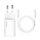 Мережевий зарядний пристрій Baseus Super Si Quick Charger 1C 25W EU Sets + кабель Type-C to Type-C 3A 1m TZCCSUP-L02 White - зображення 2