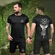 Тактичний комплект Eagle з принтом Руни Футболка + Шорти чорний розмір 2XL - зображення 1