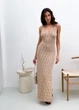 Ажурное летнее платье длинное ART KNIT бежевое, S-M 037691 - изображение 6