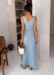 Ажурное летнее платье длинное ART KNIT голубое, L-XL 040556 - изображение 5