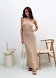 Ажурное летнее платье длинное ART KNIT бежевое, S-M 037691 - изображение 7
