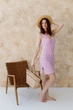 Ажурное летнее платье короткое ART KNIT сиреневое, S-M 040335 - изображение 5