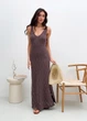 Ажурное летнее платье длинное ART KNIT кофейное, S-M 037687 - изображение 10