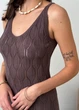 Ажурное летнее платье короткое ART KNIT кофейное, M-L 037698 - изображение 7
