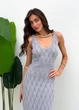 Ажурное летнее платье длинное ART KNIT серая-лаванда, L-XL 037690 - изображение 6