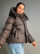 Куртка женская Lady Yep 10005 дутая пуффер с капюшоном 44 коричневая - изображение 6