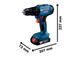 Мощная аккумуляторная ударная дрель-шуруповерт Bosch Professional GSB 183-LI с АКБ 18V 2.0Ah, з/п в кейсе - изображение 6