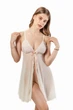 Нічна сорочка жіноча з сіточки та мережива Felisiya Lingerie Шампань 4-003с320S - зображення 3